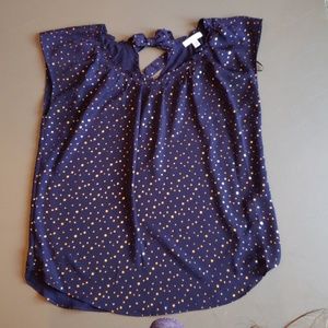 Donated: Navy and gold blouse, size M